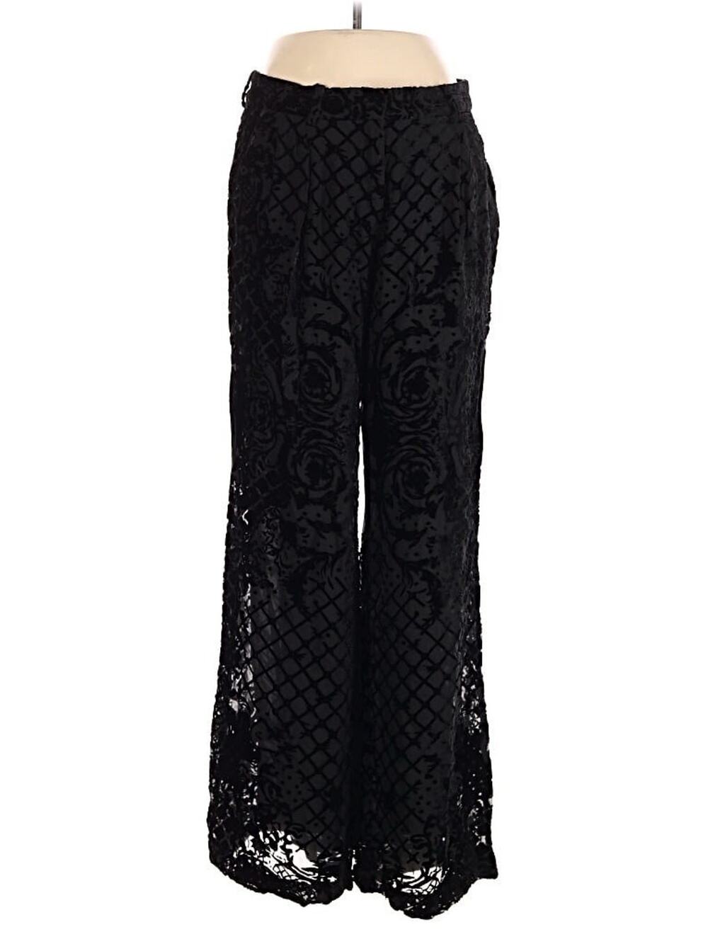 Balmain X H&M Velvet Silk Blend Dress Pant Black Burnout Trousers 6